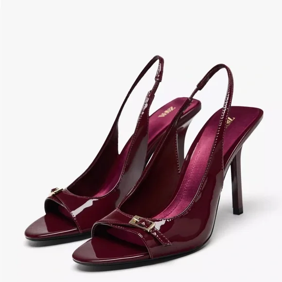 Burgundy Heels Zara Red Shoes Woman Zara Shoes Elegant Burgundy